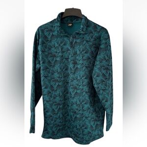 REI Men's Teal Leaf Pattern Zip-Up long sleeve